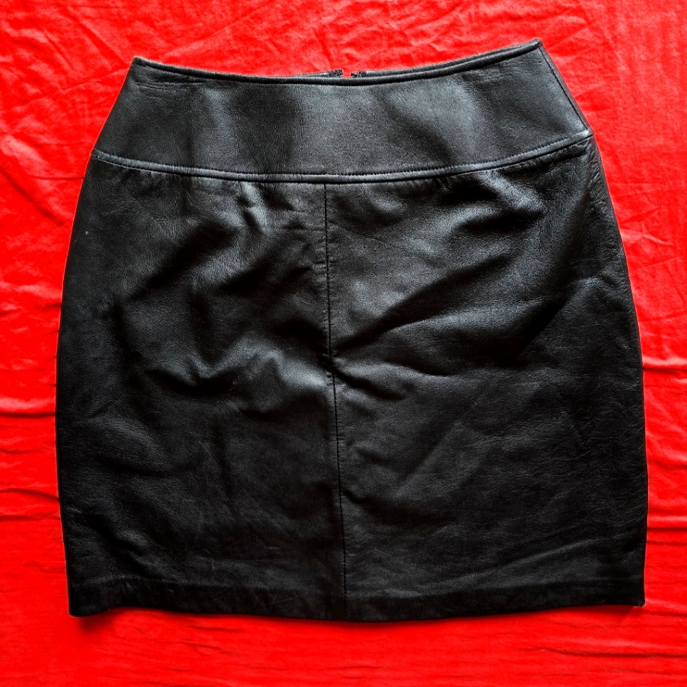 Liz Claiborne Villager Black 100% Leather Skirt